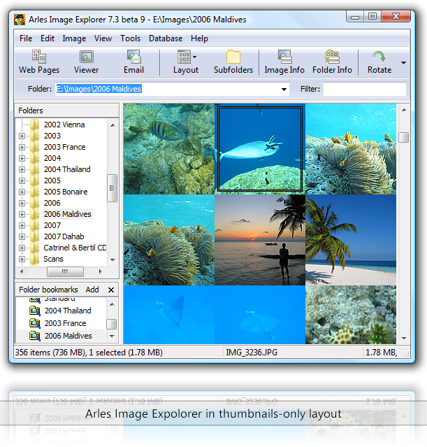 Arles Image Expolorer in thumbnails-only layout