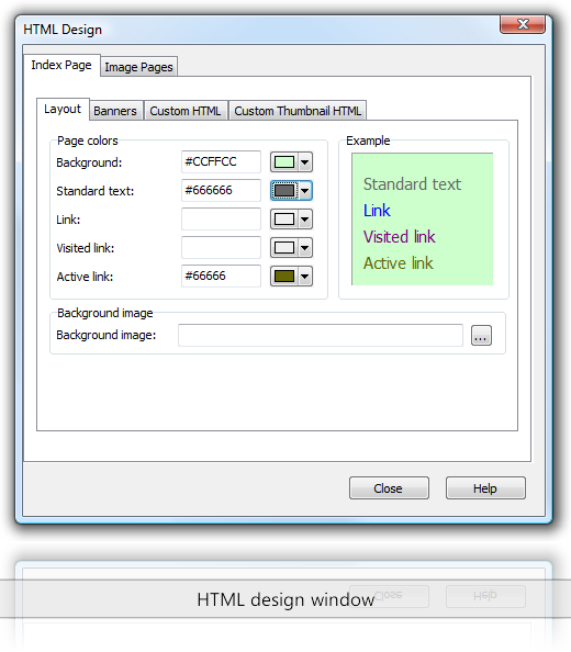 HTML design window