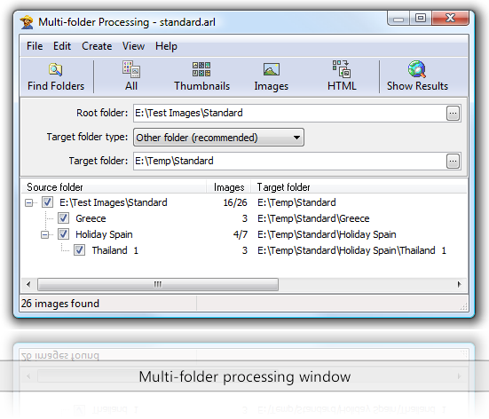 Multi-folder processing window