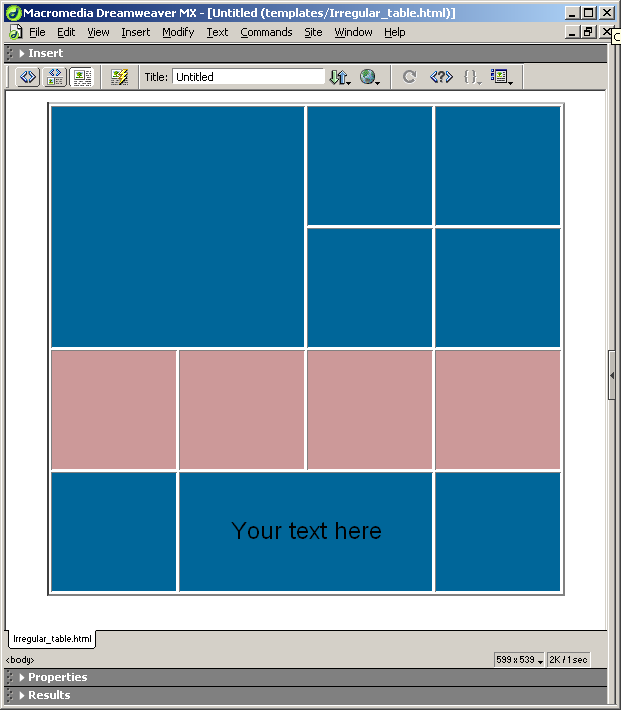 Table in Dreamweaver